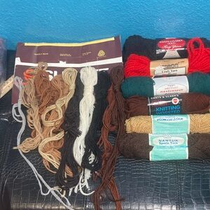 6.8 oz / 196g Vintage Assorted Wool, Acrylic, Cotton Rug and Stitching Yarn